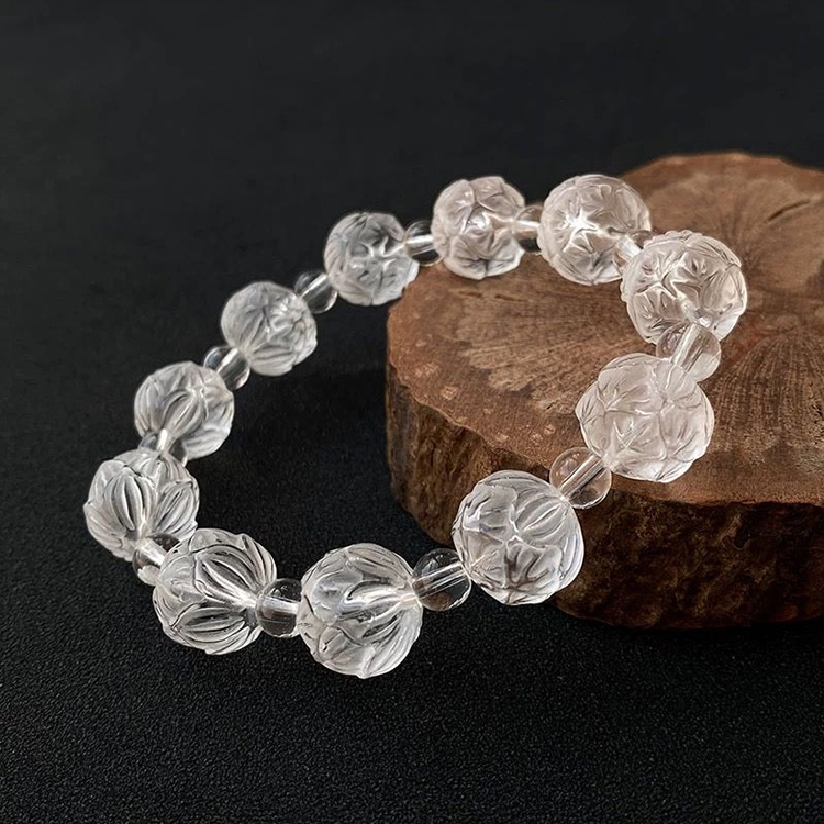 Lotus Snow Quartz Bracelet – Mindfulness · Inner Peace · Spiritual Healing