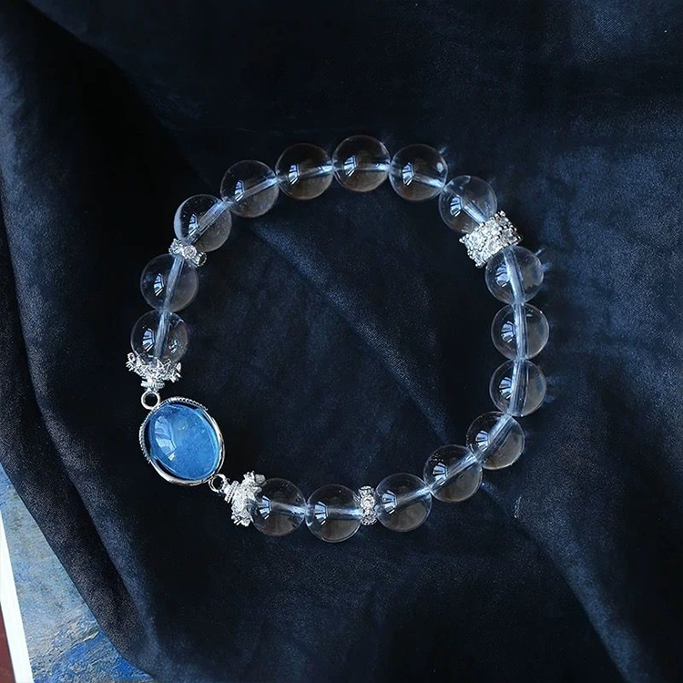 Aquamarine Crystal Cluster Bracelet – Water Energy · Clarity Flow · Creative Calm