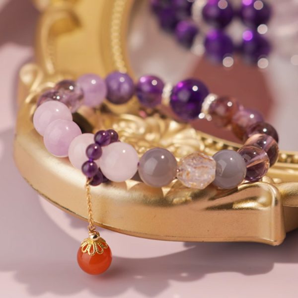 Purple Fire Zodiac Protection Bracelet – Life Transition · Energy Shield · Nine Beads of Renewal - Image 2
